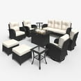 thumbnail image 5 of LayinSun 10 Pieces Outdoor Patio Furniture Set with Fire Pit Table, Rattan Wicker Sectional Swivel Rocker Chairs Sets, 5 of 10