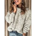 thumbnail image 3 of Womens Multicolor-4 Casual Knit Sweater, Round Neck Long Sleeve with Flare, 3 of 10