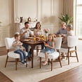 thumbnail image 3 of Hawsaiy Dining Chairs Set of 2, Upholstered Fabric Dining Room Chairs, Mid Century Modern Kitchen Chairs with Solid Wood Legs & Cross-Brace Support, Farmhouse Side Chairs for Dining Room, White, 3 of 10