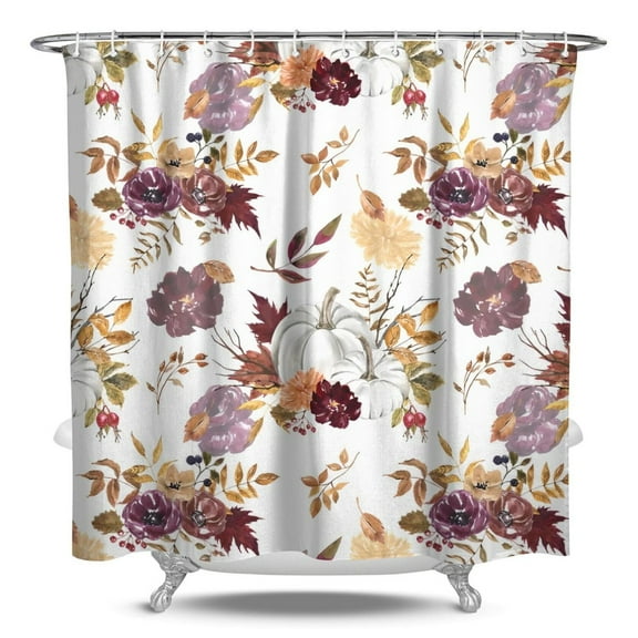 Floral Shower Curtain Watercolor Botanical Bathroom Decor Rustic Flower Design Fabric Bath Curtain for Tub Country Style Home Accessories with Hooks,84x72in(210x180cm)