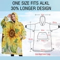 thumbnail image 4 of Oversized Wearable Blanket Hoodie,Yellow Checker Sunflower Bouquet Pattern Sherpa Blanket Hoodie with Super Pockets,Super Warm Fuzzy Pullover for Women & Men, 4 of 6