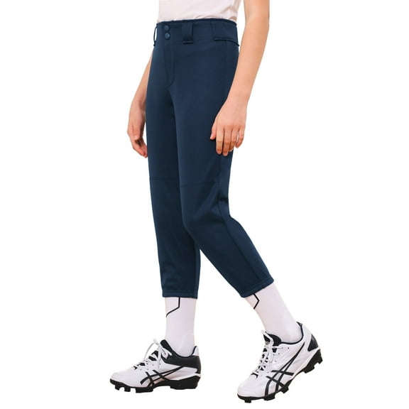 Stelle Girls' Softball Pants Youth Baseball Pants Kids' Low Rise Tournament Fastpitch Pants,7-12Y Black