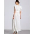 thumbnail image 3 of DARING DIVA Maxi Ruffled Sleeve V Neck Pleated Dress XL White, 3 of 6
