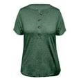 thumbnail image 5 of Gibobby Playera de Manga Corta Casual Suave Blusa informal manga corta con cuello redondo y botones color liso para mujer(Verde,CH), 5 of 5