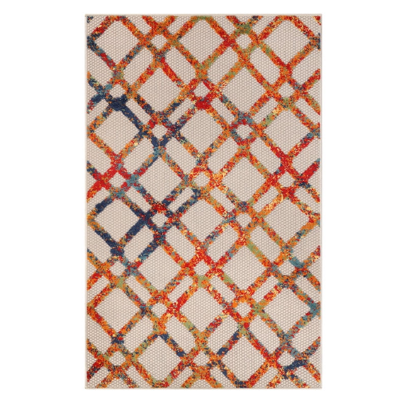 Superior Paxson Diamond Indoor/Outdoor Area Rug, 10' x 14', Cream