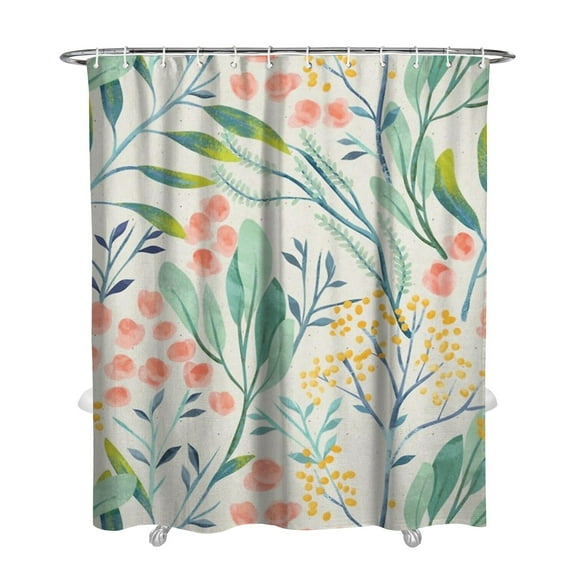 Floral Shower Curtain Watercolor Botanical Bathroom Decor Rustic Flower Design Fabric Bath Curtain for Tub Country Style Home Accessories with Hooks,72x84in(180*210cm)