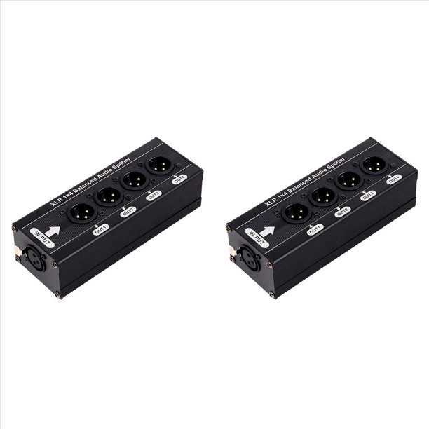 2X Divisor de Audio Balanceado XLR 1x4, 1 Entrada, 4 Salidas, 3 Pines, XLR, Caja Divisora de Señal de Audio. No Requiere Fuente de Alimentación.
