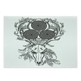 thumbnail image 1 of Celtic Cutting Board, Deer Skull with Feather and Celtic Spiral on the Horns Boho, Decorative Tempered Glass Cutting and Serving Board, Large Size, Black White, by Ambesonne, 1 of 1
