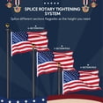thumbnail image 3 of Yescom Bravery 20ft LED Solar Light Sectional Flag Pole Kit Aluminum Outside Inground with 3'x5' USA Flag Ball Top Black, 3 of 9
