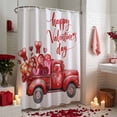 thumbnail image 3 of Valentine's Day Shower Curtain Red Love Heart Truck Bathroom Curtains with Hooks, Waterproof Fabric Rose Balloon Bow Tie Bath Shower Curtains Set for Bathroom Bathtubs Valentines Decor 72x72 Inch, 3 of 9