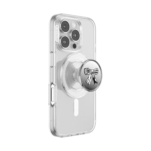 PopSockets Phone Grip for MagSafe, Magnetic Holder, Phone Stand, Silver - Threaded Grace