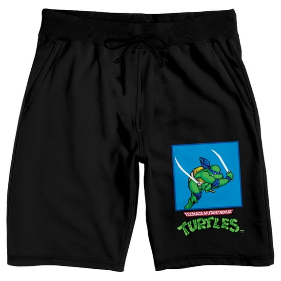 Teenage Mutant Ninja Turtles Leonardo Men's Black Sleep Pajama Shorts-Medium
