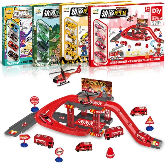 Esaierr 20PCS Child Puzzle DIY Engineering Car Return Car Road Sign Combination Set Parking Lot Toy Car Gift Box Gift