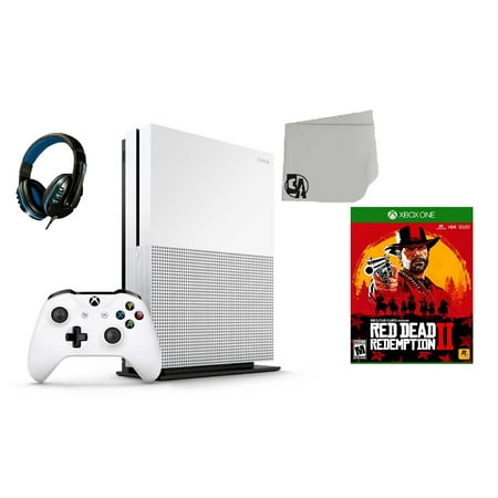 Microsoft Xbox One S 500GB Gaming Console White with Red Dead Redemption 2 BOLT AXTION Bundle Used