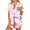Pink Floral, variant on Avidlove Women Striped Satin Pajama Set Silky Short Sleeve Sleepwear with Ruffle Shorts Soft Pj Set Button Down Nightwear S-XXL