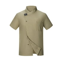 Chef Uniform for Women Unisex Chef Coat for Men Women Classic Hotel Restaurant Work Shirt Uniform,Khaki,XXXXL