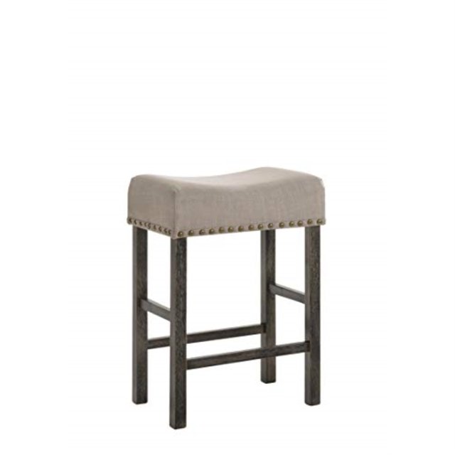 ACME Martha II Counter Height Stool (Set-2) in Tan Linen & Weathered Gray
