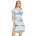 thumbnail image 5 of Women's Sleep Dress Nightgown with Short Sleeves Blue and Gray Sharks Pattern Sleepwear Sizes S-2X, 5 of 6