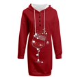 thumbnail image 4 of Aocisk Robe Longue à Capuche pour Femme avec Imprimé Festif de Noël pour les Fêtes, Confortable et Tendance, Chandail à Enfiler Rouge G, 4 of 5