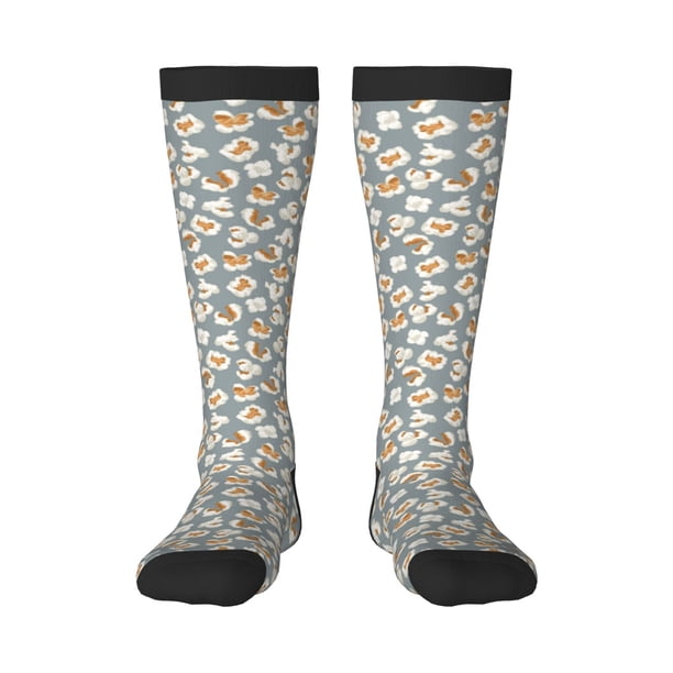 Balery White Popcorn Calcetines novedosos Calcetines deportivos Calcetines hasta la rodilla Calcetines de algodón Calcetines originales y geniales