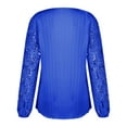 thumbnail image 4 of T-Shirt for Women Women's Loose V-neck Lace Patchwork Long Sleeved Casual T-shirt Top, 4 of 5