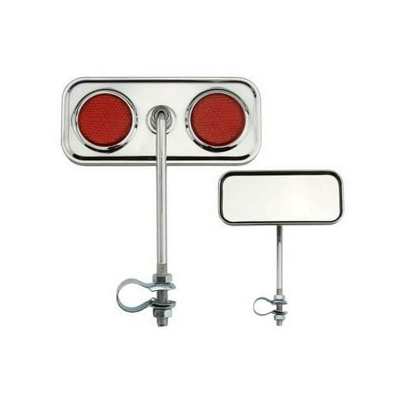 Alta Rectangle Bicycle Mirror Steel Bicycle Chrome , Reflectors Multiple Colors. (Red)