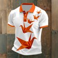 thumbnail image 2 of Mens Golf Polo Shirts Orange Sun Theme Print Short Sleeve Comfort Breathable Summer Shirt for Men,White,L, 2 of 3