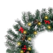 2 Pcs 6ft Pre-Lit Christmas Garland, with 40 Waterproof LED Light and Pine Cones and Berries, Battery Operated Garland 200 Branches Christmas Decoration for Xmas Holiday & Party