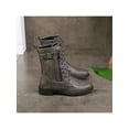thumbnail image 3 of Gomelly Womens Mid Calf Boots Chunky Low Heel Side-Zip Lace-Up Leather Riding Boots, 3 of 8