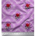 thumbnail image 1 of Soimoi Tissu Popeline de Coton à Carreaux, Feuilles & Roses Imprimé Floral 1 Yard 56 Pouces de Large, 1 of 3