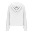 thumbnail image 4 of IROINNID Savings Hoodie for Women Solid Casual Pullover Loose Long Sleeve Fall Basic Tops with Zipper Pocket,White, 4 of 6