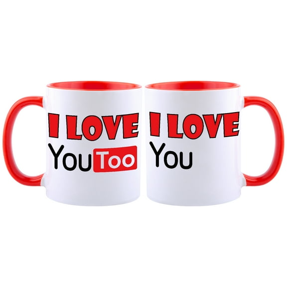 Qiushi Ceramic Coffee Mugs for Couples, Wedding Anniversary,Newlyweds Bridal Shower Gifts Ideas Red