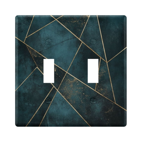 WOBOGO Blue Gold Foil Pattern 2-hole Switch Plates PC Flame Retardant Plastic Material Glossy Finish Smooth Touch 4.56x4.48x0.27in