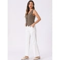 thumbnail image 4 of DARING DIVA Women's Button Down Sleeveless V Neck Crop Top Summer Vest XL Coffee, 4 of 6