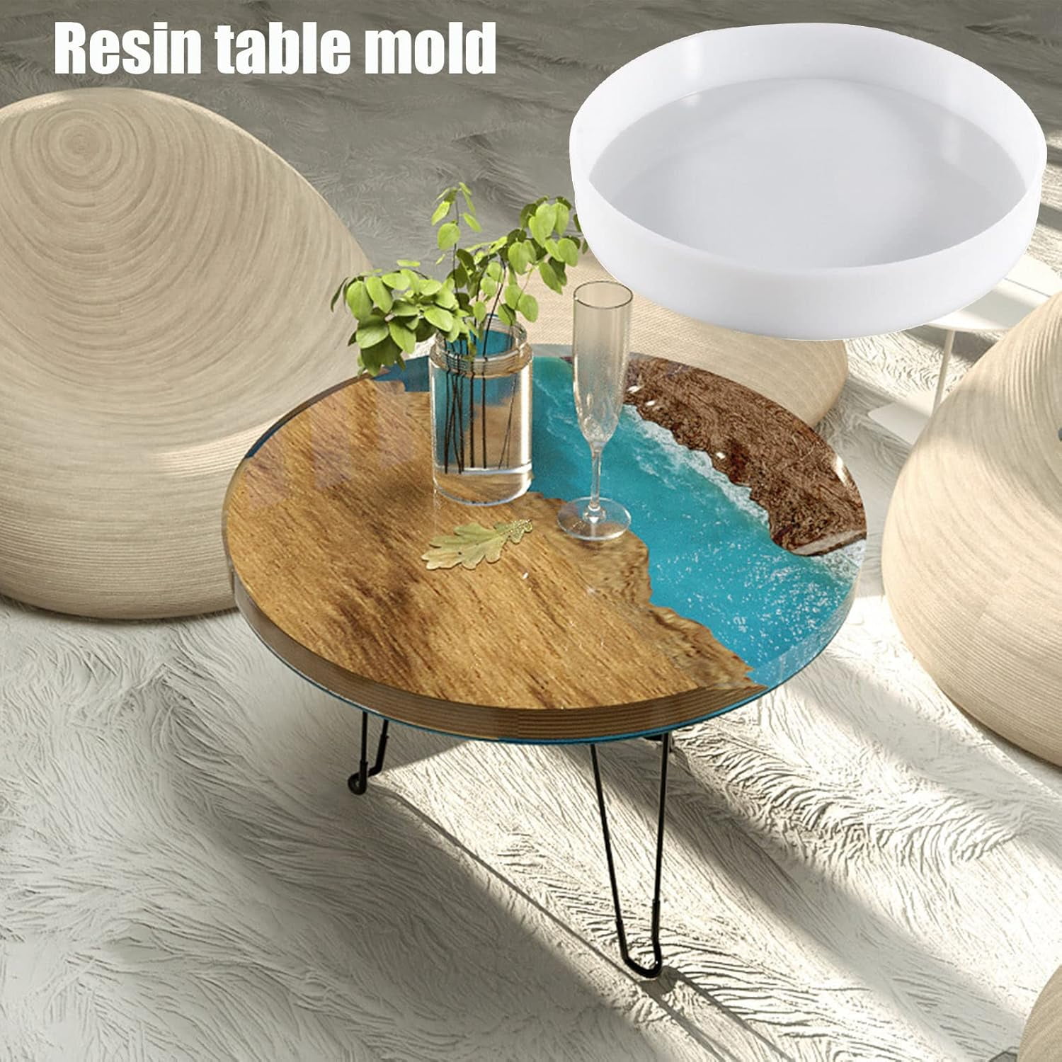 Large Round Epoxy Resin Mold Silicone Tray Molds for Coffee Desk Clock Table DIY Home Decorations Easy to Demold