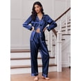thumbnail image 2 of Ekouaer 2 Pack Satin Pajamas Set for Women Classic Button Down Silk Pjs Set Soft Sleepwear, 2 of 6