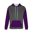 thumbnail image 5 of Enjoytime Mens Sweatshirt Long Sleeve Drawstring Casual Pullover Tops Fashion Patchwork Plaid Loose Oversized Hoodies Purple XXXXL, 5 of 5