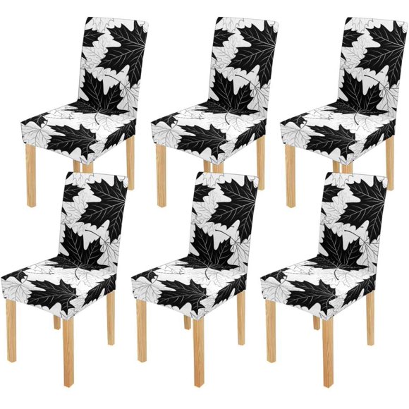 RYLABLUE Fall Leaf Autumn Foliage Stretch Chair Cover Protector Seat Slipcover for Dining Room Hotel Wedding Party Set of 6