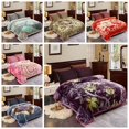 thumbnail image 2 of JML Plush Raschel Korean Printed Fleece Blanket Purple King Floral, 2 of 5