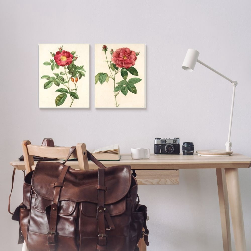 Stupell Industries Traditional Red Flowers with Floral Stem Details Designed by Ziwei Li
