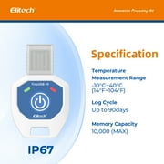 Elitech TinyUSB -10~40℃ 10 Pack Temperature Data Logger Single Use 90 Days in-Transit Trip Disposable Temperature Recorder PDF Report Tiny but Elite