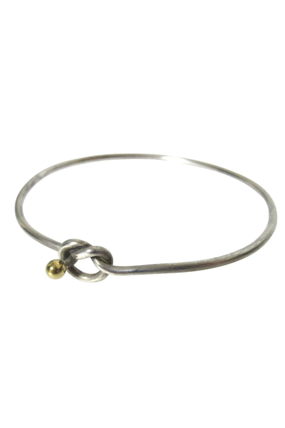 Pre-Owned Tiffany & Co. Vintage Love Knot Bangle Bracelet, 925 x 750mm, Silver Gold, Men's...