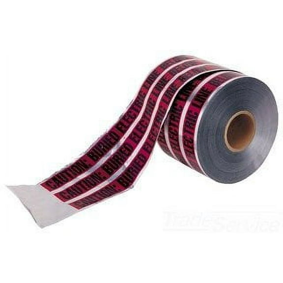 Ideal 42-251 Detectable Underground "Caution Buried Electric Line Below" Tape, 6" x 1000', Red