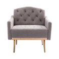thumbnail image 3 of Modern Accent Chair with Rose Golden Legs, Modern Upholstered Armchair with Square Arms, Arm Chair for Living Room, Bedroom, Office, Reading Room, Grey Teddy, 3 of 9