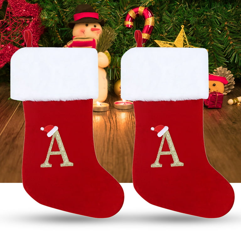 Merry Christmas Socks Red Snowflake Alphabet Letters Christmas