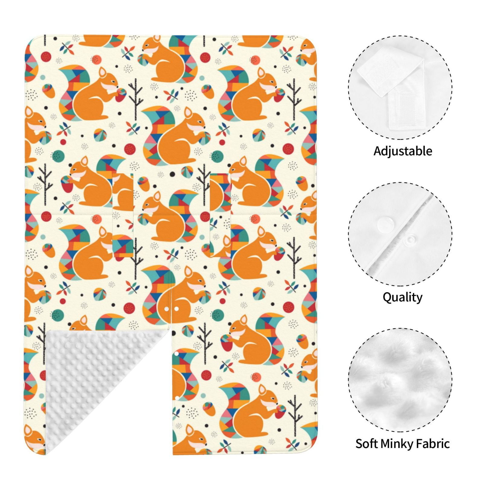 Naloa Squirrel With Colorful Tail Baby Car Seat Cover, Breathable Baby Carrier Cover, Multiuse Baby Carrier Cover & Nursing Breastfeeding Cover