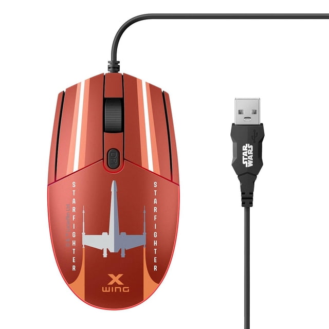 Mouse USB 800 / 1200 / 1600 DPI con luz LED Star Wars™ modelo Xwing multicolor