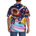 thumbnail image 3 of Lsque Space Colorful Donut print Men's Cuban Collar Short Sleeve Shirt Summer Beachwear Casual Button Down Fashionable Vacation Leisure Shirt-4X-Large, 3 of 7