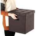 thumbnail image 5 of SONGMICS 15"x 15"x15"Storage Ottoman Cube,Holds up to 660lbs,Leather,Brown, 5 of 5