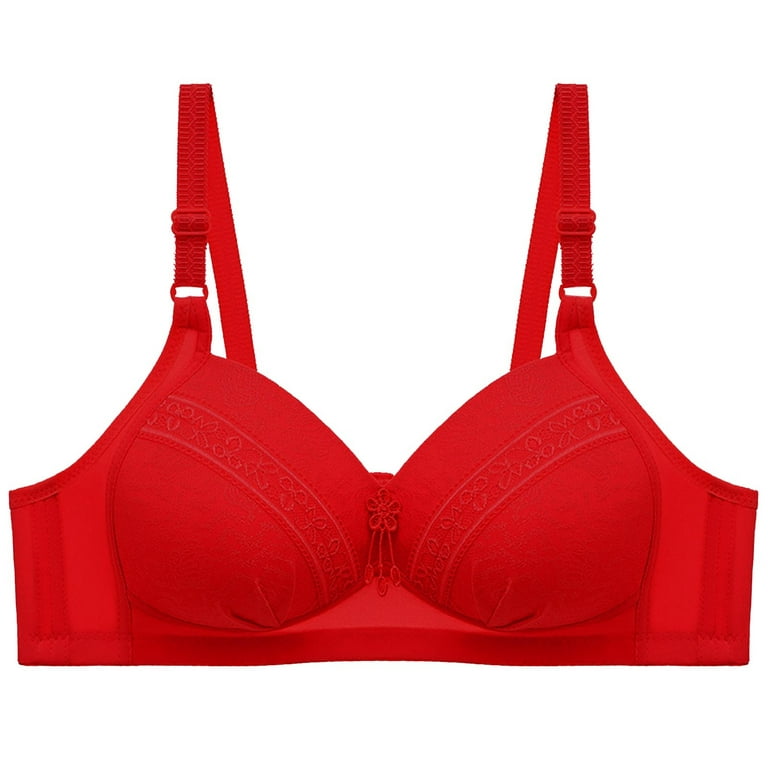 Bigersell Push-Up T-Shirt Bra Women Solid Color Comfortable Hollow Out Bra  Underwear No Underwire Women Size Padded Bra with Straps, Style 8181, Red